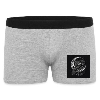 Der Rabe der Dämmerung und der gotische Mond - Männer Boxer Shorts - Grau meliert - Vorne