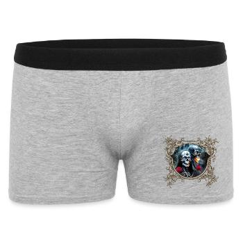 Crânes et Roses : Art gothique - Boxer Homme - gris chiné - Devant