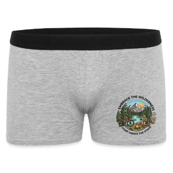 Camp Under The Stars Bikepacking Adventure Tee - Männer Boxer Shorts - Grau meliert - Vorne