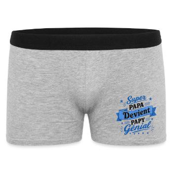 Supervater wird großartiger Opa – Ankündigung - Männer Boxer Shorts - Grau meliert - Vorne