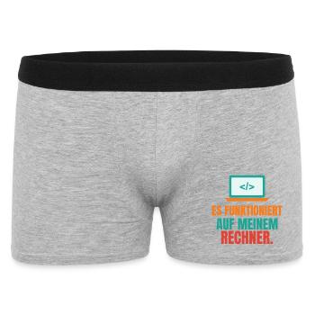 Es funktioniert auf meinem Rechner – IT Spruch - Männer Boxer Shorts - Grau meliert - Vorne