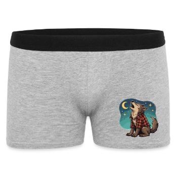 Werwolf im karierten Hemd - Männer Boxer Shorts - Grau meliert - Vorne