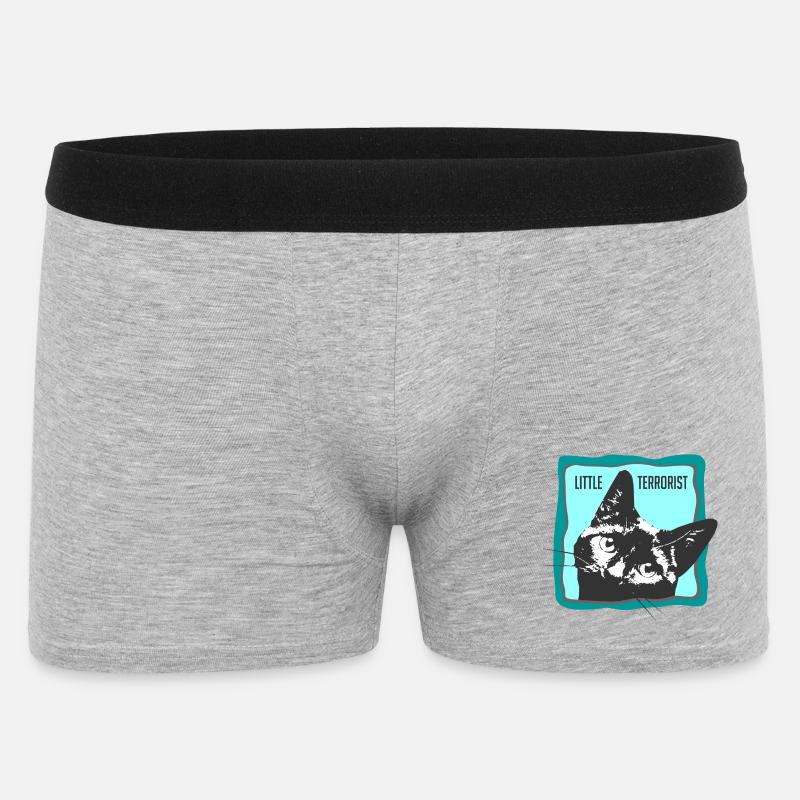Katzenporträt mit Slogans - Männer Boxer Shorts - Grau meliert