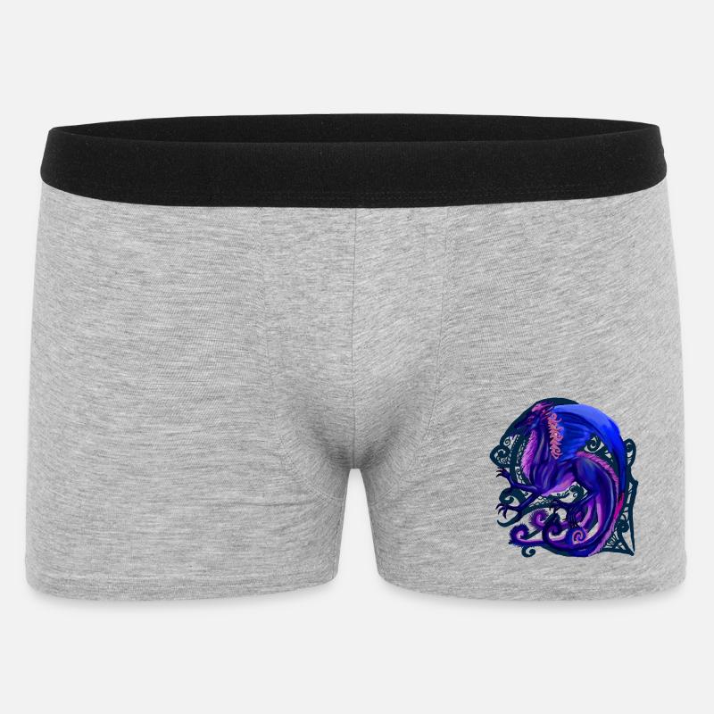 blauer Drache - Männer Boxer Shorts - Grau meliert