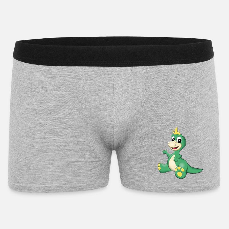 sitzender süßer Dino - Männer Boxer Shorts - Grau meliert