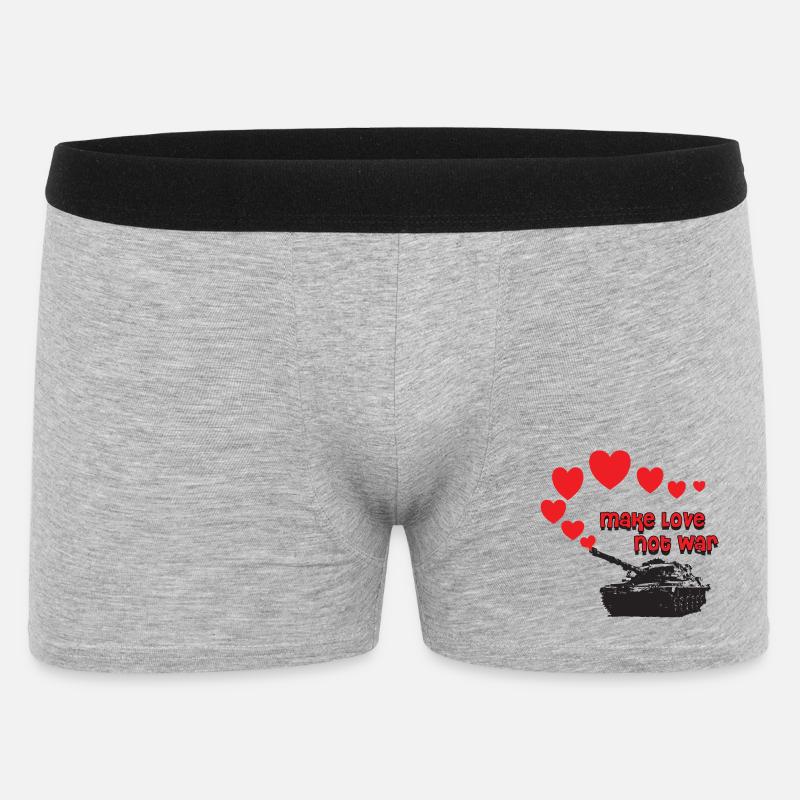 make love not war - Männer Boxer Shorts - Grau meliert