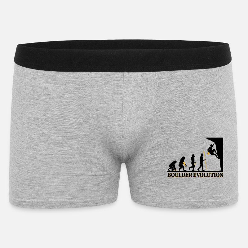 Boulder Evolution Klettern Bergsteigen Spruch - Männer Boxer Shorts - Grau meliert