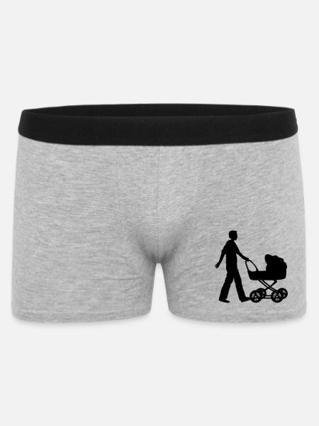 vater kind kinderwagen - Männer Boxer Shorts - Grau meliert