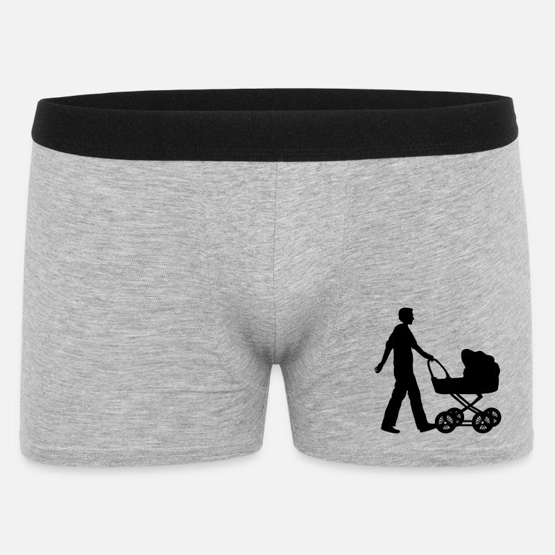 vater kind kinderwagen - Männer Boxer Shorts - Grau meliert
