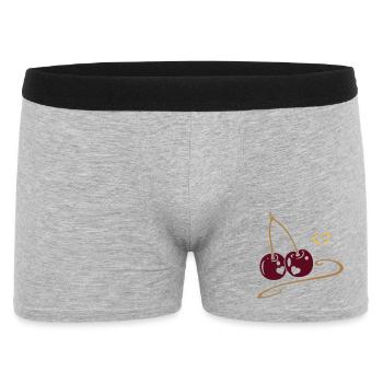 Deux cerises aux cœurs, amoureuses. - Boxer Homme - gris chiné - Devant