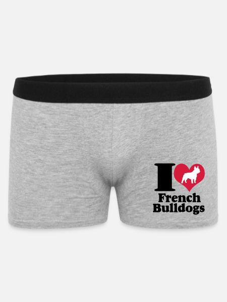 I Love French Bulldogs ... / + - Men's Boxer Shorts - heather grey