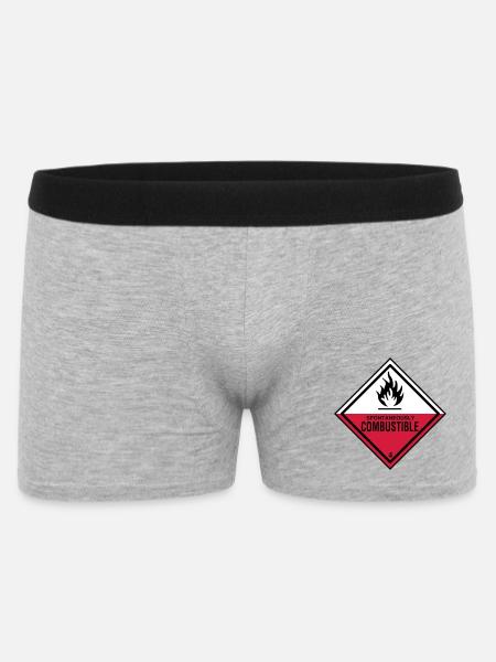 flamme gefahr brennbar humor ironie feuerwehr - Männer Boxer Shorts - Grau meliert