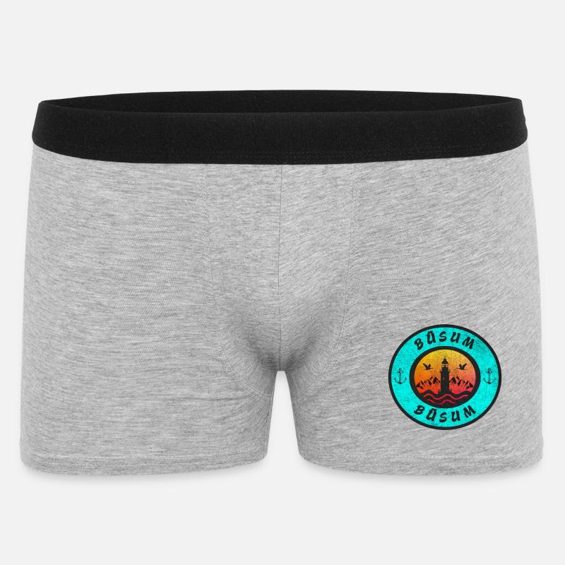Büsum Leuchtturm Design / Geschenkidee - Männer Boxer Shorts - Grau meliert