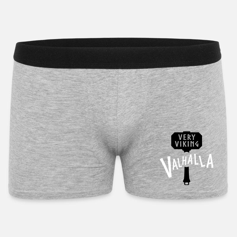 Walhalla Nordisches Krieger-Emblem - Männer Boxer Shorts - Grau meliert