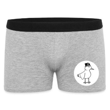 Möwe Anarchie – Freche maritim Hipster Küstenkunst - Männer Boxer Shorts - Grau meliert - Vorne
