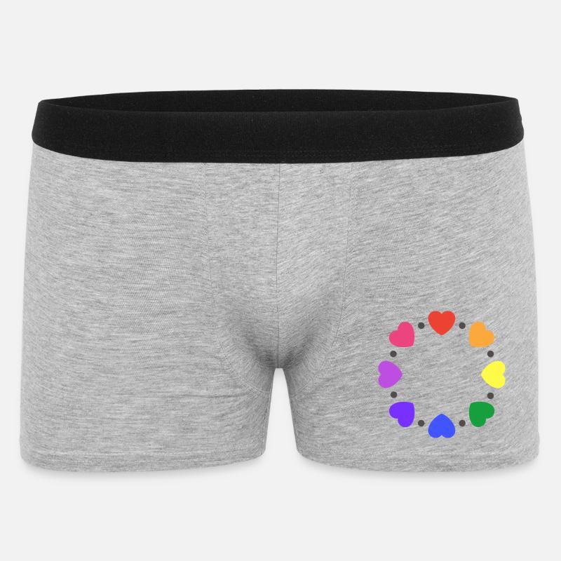 Regenbogen Herzen - Männer Boxer Shorts - Grau meliert