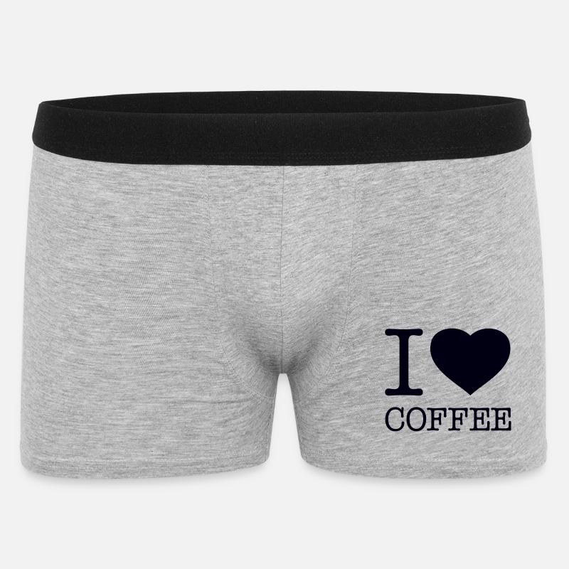 I LOVE COFFEE Kaffee Käffchen - Männer Boxer Shorts - Grau meliert