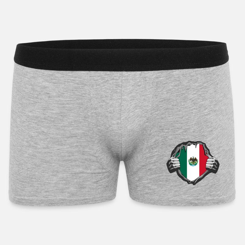 Mexiko Flaggen Design - Männer Boxer Shorts - Grau meliert