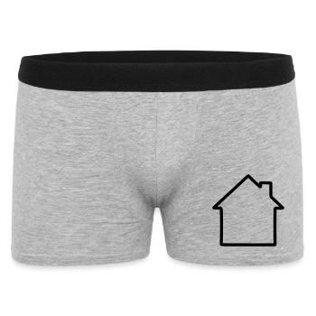 Einfaches Logo des Hauses - Männer Boxer Shorts - Grau meliert - Vorne