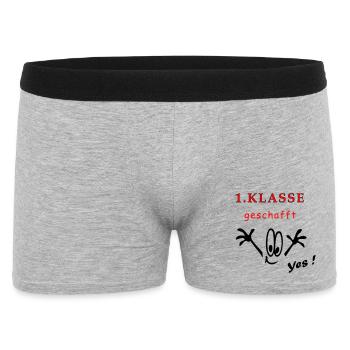 1.Klasse, Schule, yes - Männer Boxer Shorts - Grau meliert - Vorne