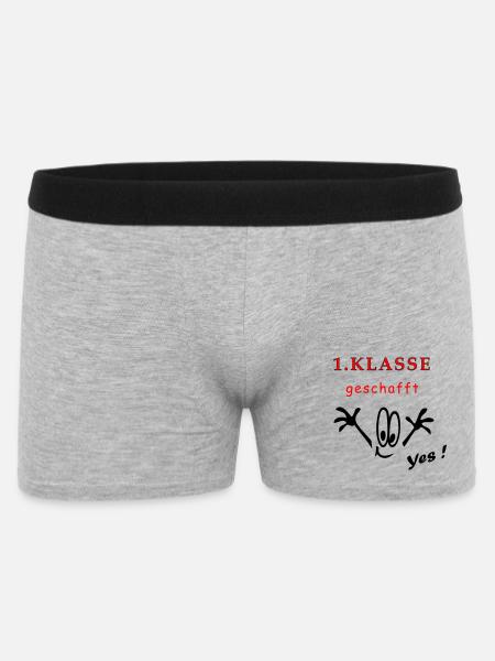 1.Klasse, Schule, yes - Männer Boxer Shorts - Grau meliert