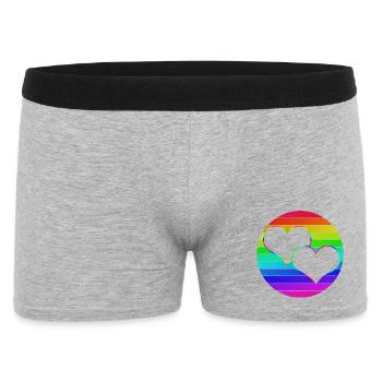 Regenbogen 2 verschlungene Herzen - Männer Boxer Shorts - Grau meliert - Vorne
