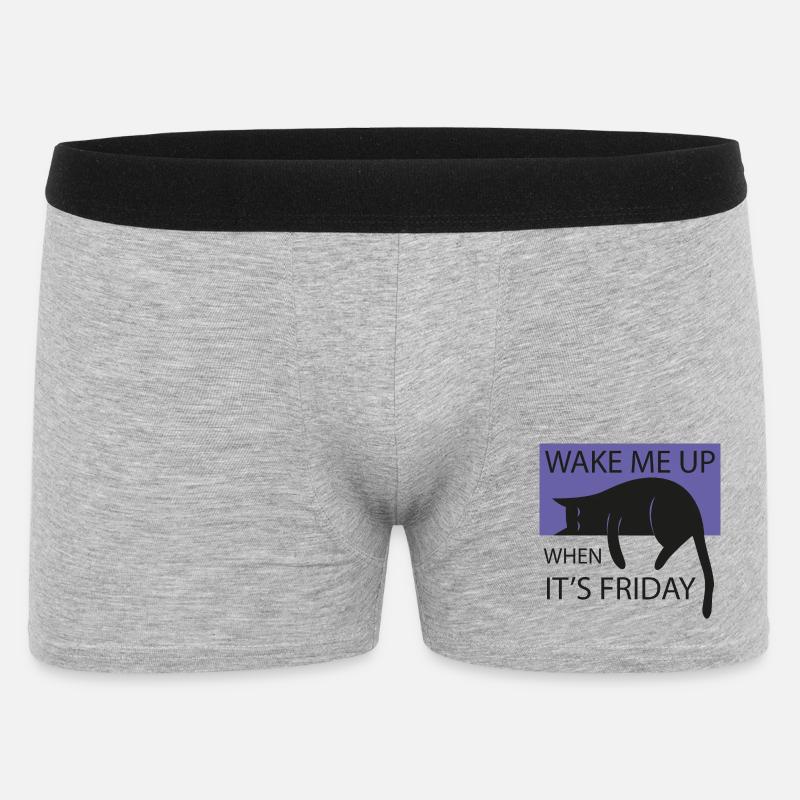 Wake me up when it's friday! - Männer Boxer Shorts - Grau meliert