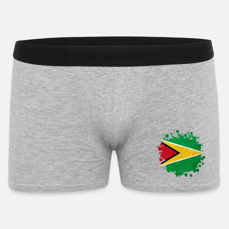 Guyana Flagge Klecks - Männer Boxer Shorts - Grau meliert