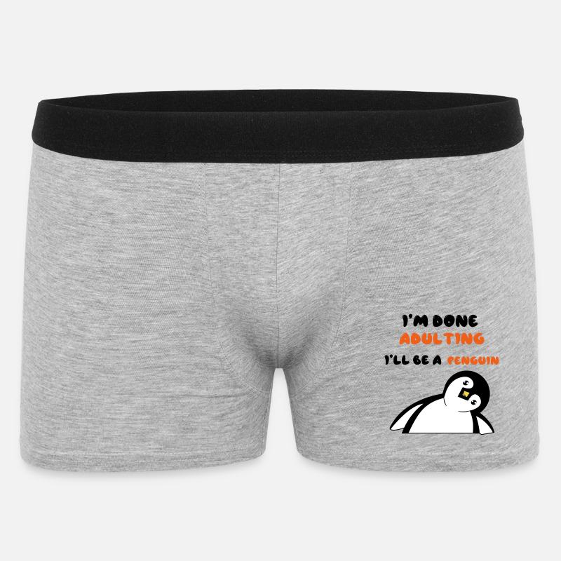 Süß Pinguin Statement Zoo Tier Vogel - Männer Boxer Shorts - Grau meliert