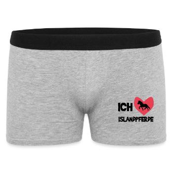 Herz Ich Liebe Pferde Statement Islandpferde - Männer Boxer Shorts - Grau meliert - Vorne