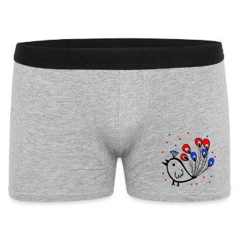 Karneval, Fasching, Spatz - Männer Boxer Shorts - Grau meliert - Vorne