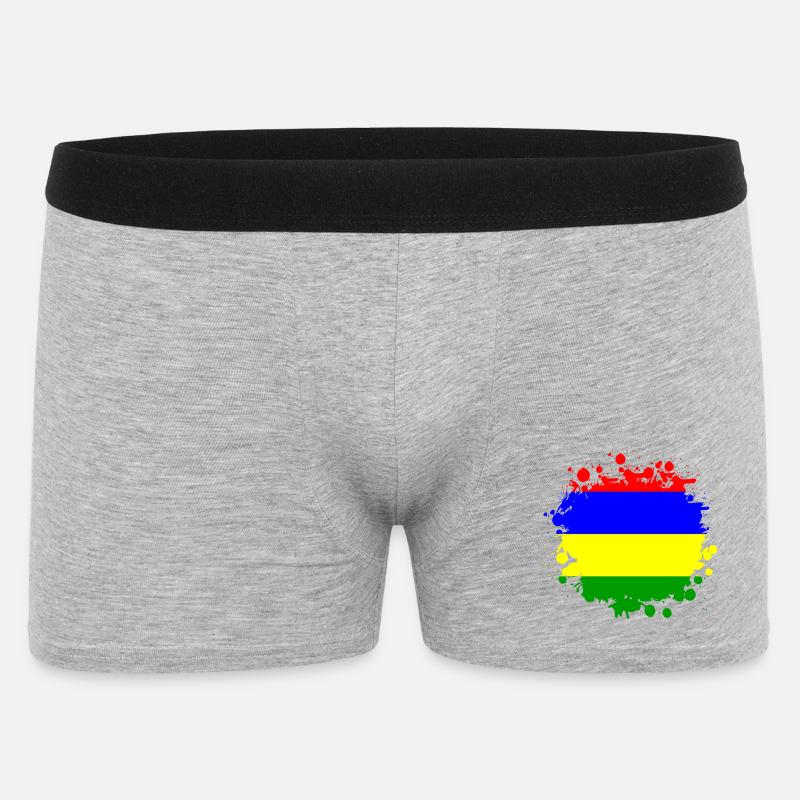 Mauritius Klecks Flaggen Design - Männer Boxer Shorts - Grau meliert