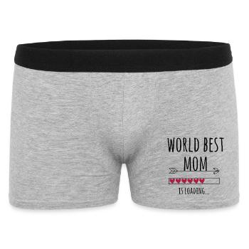 werdende world best Mama Schwangerschaft Geschenk - Männer Boxer Shorts - Grau meliert - Vorne