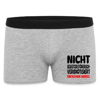 einfach nur anders - Männer Boxer Shorts - Grau meliert - Vorne