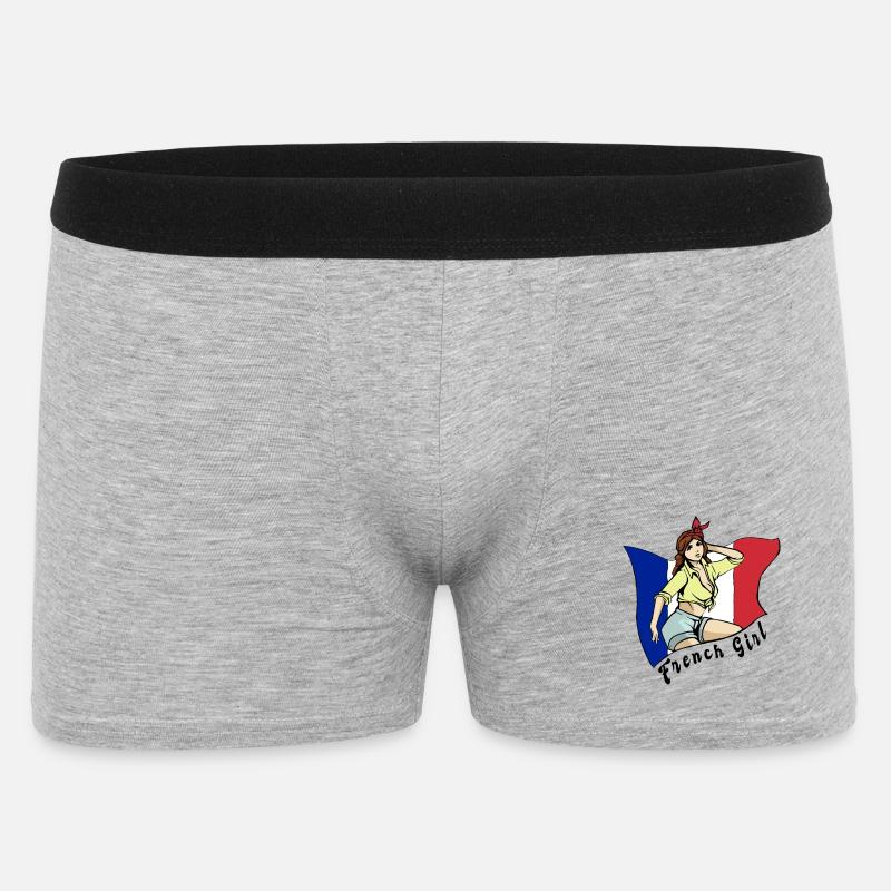 Frankreich Mädchen Flaggen Design - Männer Boxer Shorts - Grau meliert