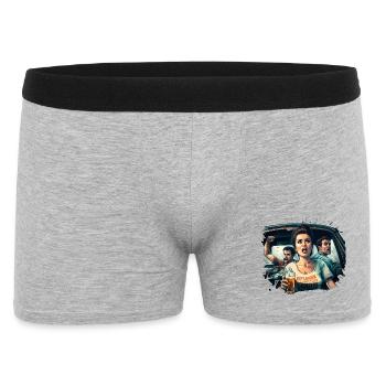 Mit Bierstereotypen brechen - Männer Boxer Shorts - Grau meliert - Vorne
