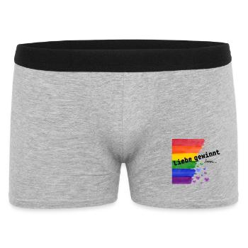Liebe ist Liebe – Regenbogen Pride Design - Männer Boxer Shorts - Grau meliert - Vorne