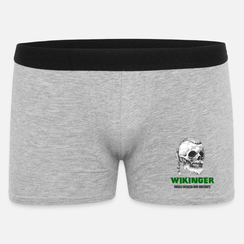 Wikinger Totenkopf Design - Männer Boxer Shorts - Grau meliert