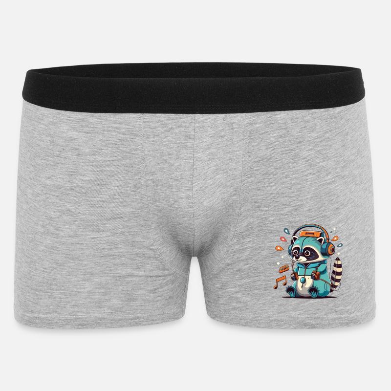 Waschbär DJ Kapuzenpullover in Aqua Neon - Männer Boxer Shorts - Grau meliert
