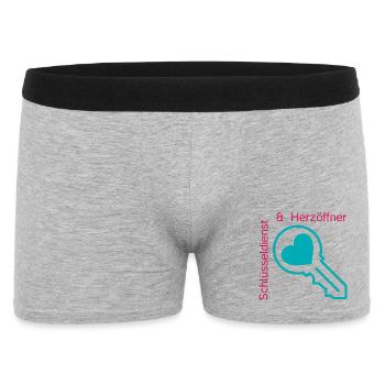 Schlüsseldienst und Herzöffner - Männer Boxer Shorts - Grau meliert - Vorne