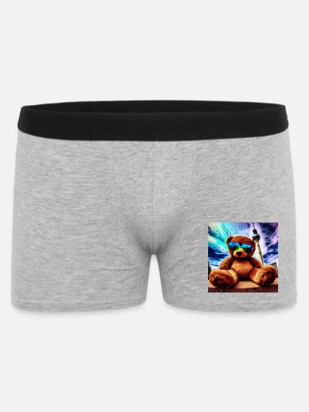 Teddy in Berlin II - Männer Boxer Shorts - Grau meliert