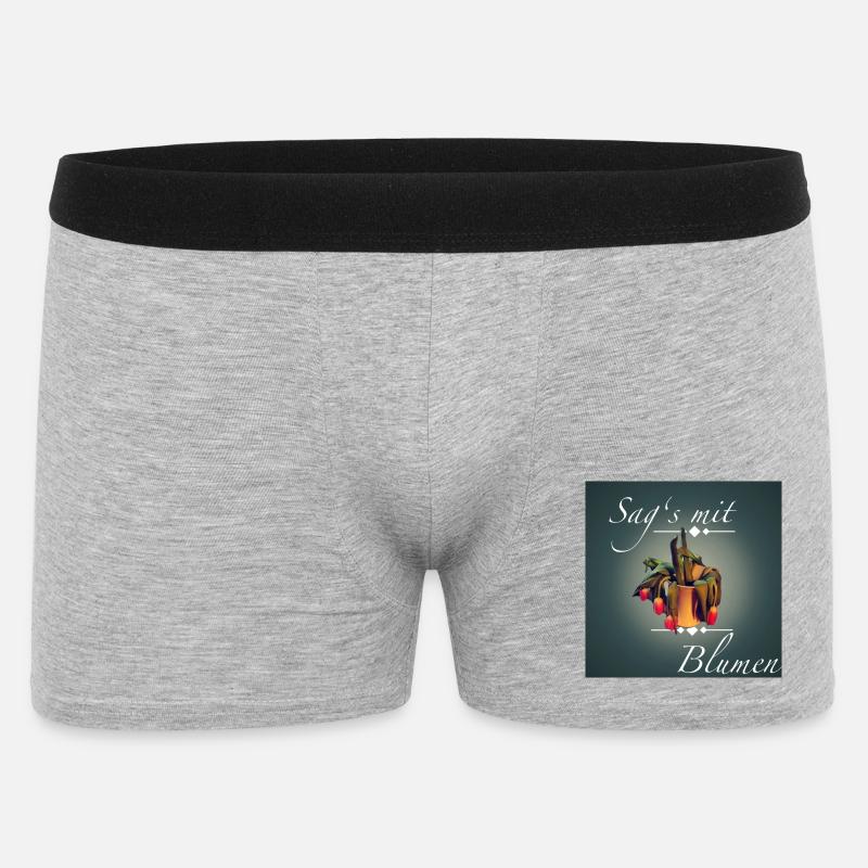 Sag's mit Blumen - Männer Boxer Shorts - Grau meliert