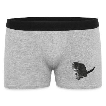 Katze sitzend, schwarz-weiß, tabby Motive - Männer Boxer Shorts - Grau meliert - Vorne