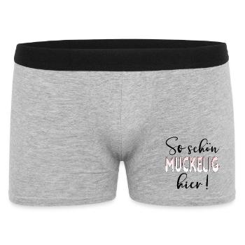 MUCKELIG - GEMÜTLICHKEIT SPRÜCHE - Männer Boxer Shorts - Grau meliert - Vorne