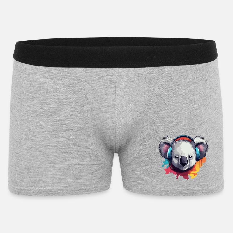 Koala mit Kopfhörer Koalabären - Männer Boxer Shorts - Grau meliert
