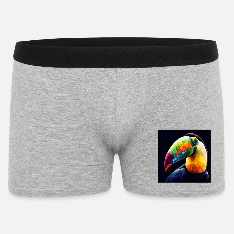 Tukan farbenfroh Polygon Kunst - Männer Boxer Shorts - Grau meliert