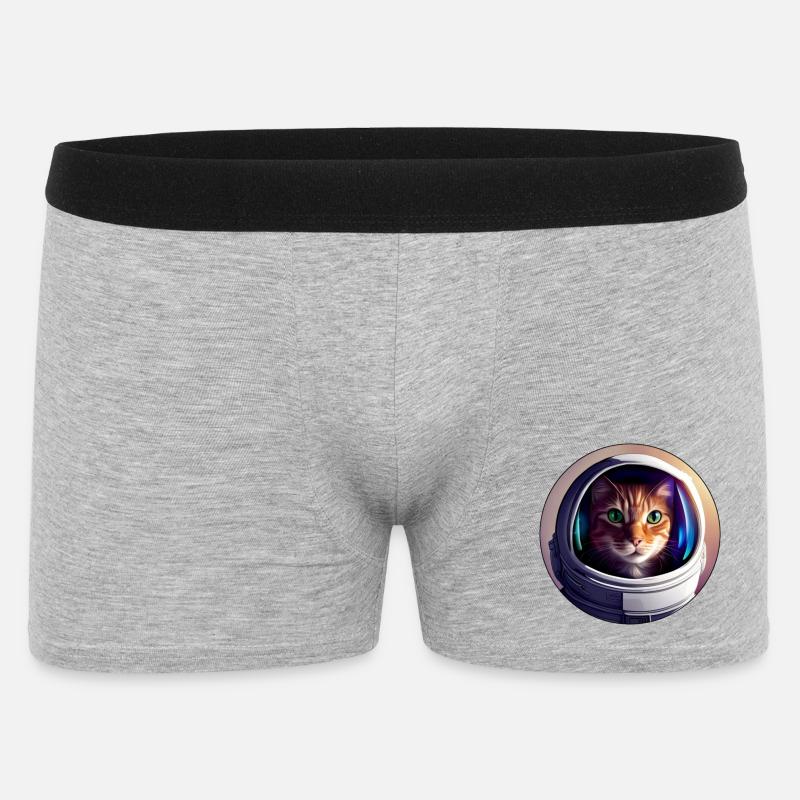 Chat de l’espace avec un casque - Boxer Homme - gris chiné