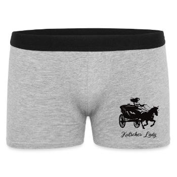 Kutscher Lady - Reiterin mit Pferdekutsche - Männer Boxer Shorts - Grau meliert - Vorne