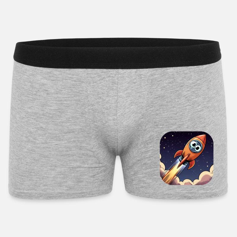 Comic Rakete mit Augen - Männer Boxer Shorts - Grau meliert