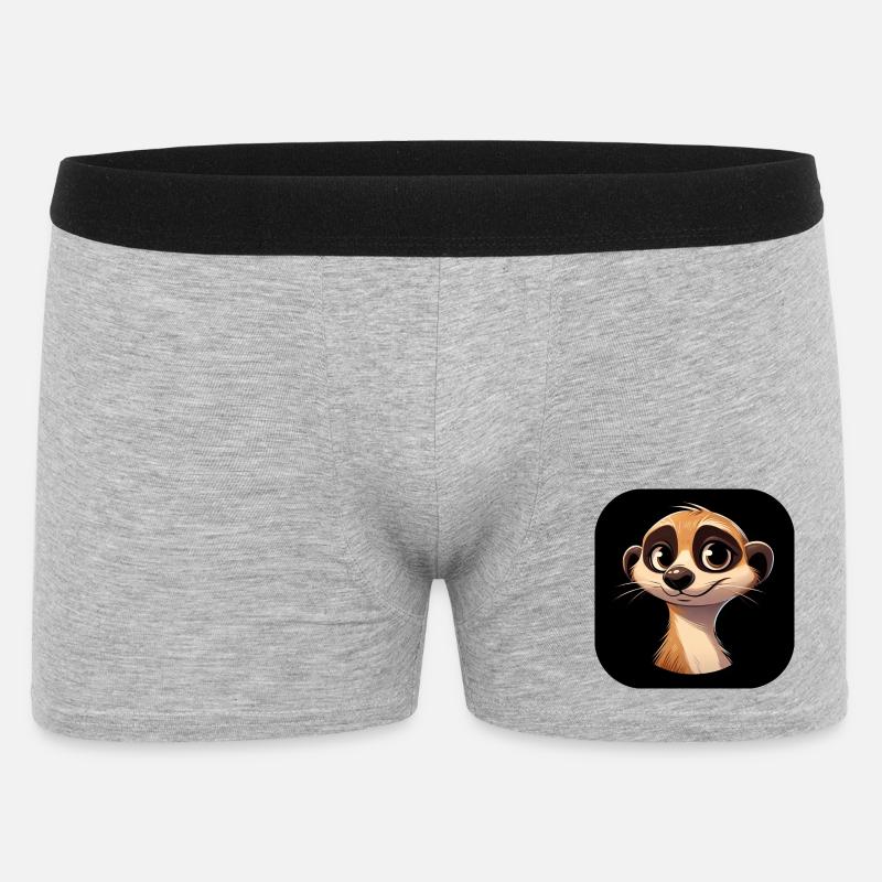 Erdmännchen Kopf Cartoon Comic Portrait - Männer Boxer Shorts - Grau meliert